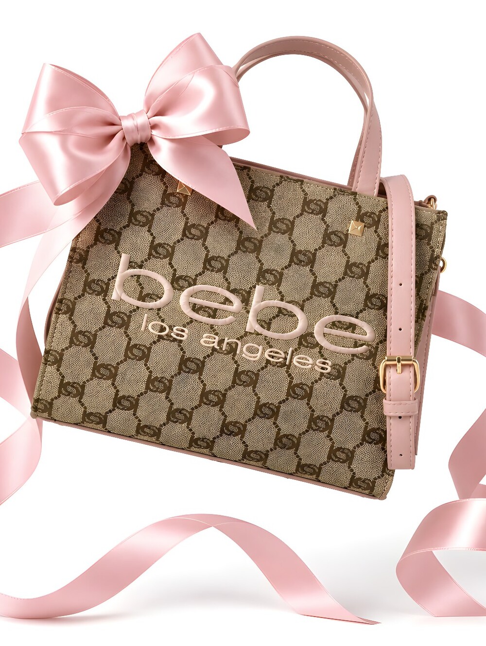 NWT Bebe Los Angeles Blush Mini Tote Bag Logo Print